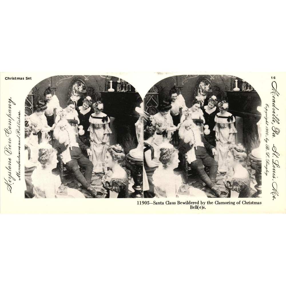 Santa Claus Christmas Stereoview Keystone View Co‎ 1900 Reproduction
